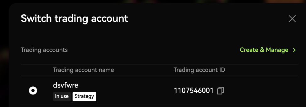 Switch strategy trading account